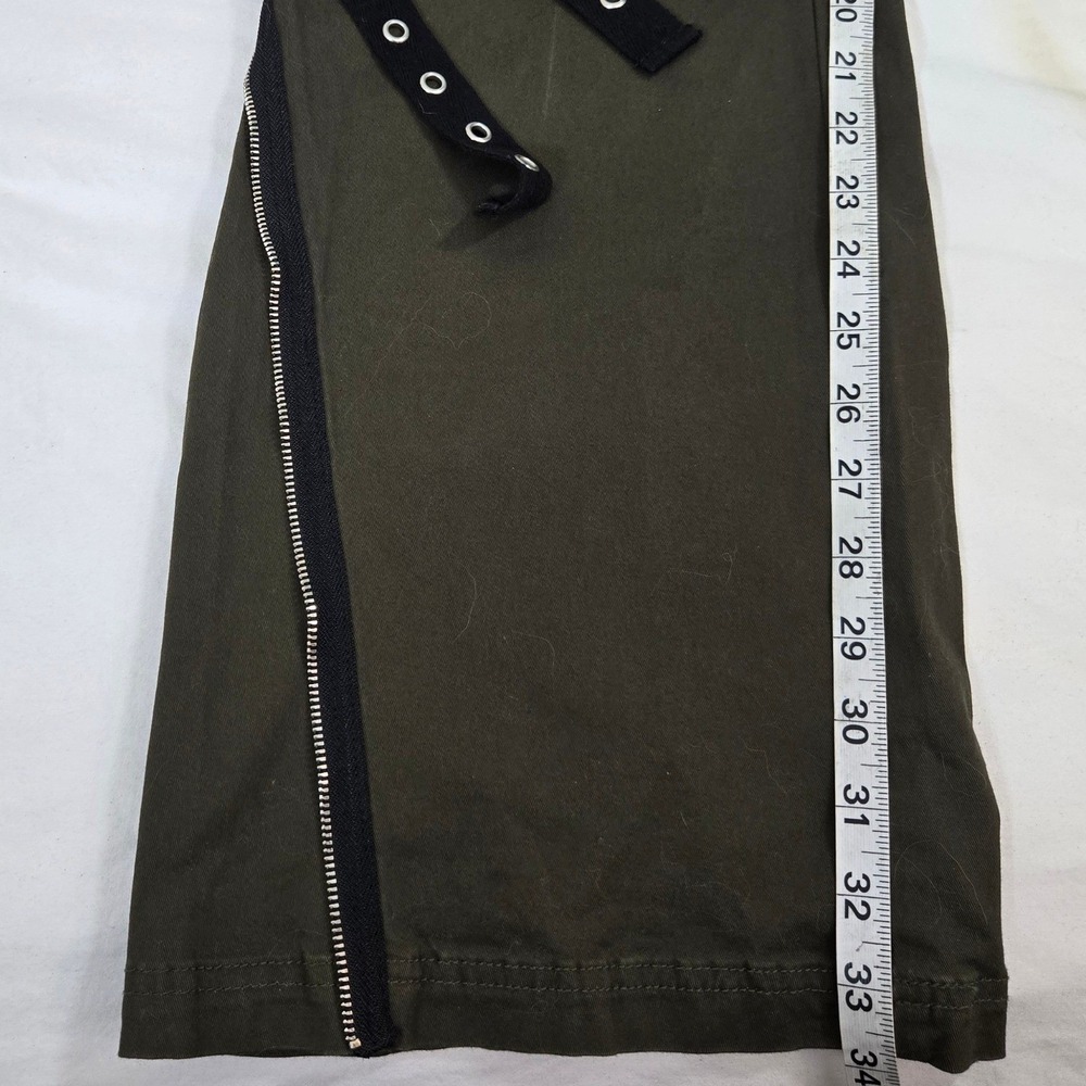 Hot Topic Mall Goth Olive Green Zipper Flare Strap Pants Plus Size 20 Alt Punk - Picture 7 of 14